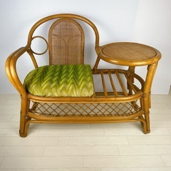 程度良 ラタン 藤 ベンチ チェア サイドテーブル 一人掛け (よーすけ