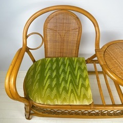 程度良 ラタン 藤 ベンチ チェア サイドテーブル 一人掛けの画像