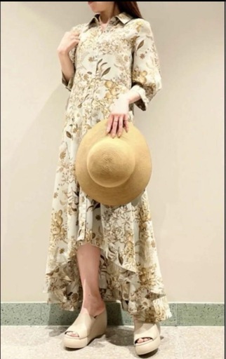 SNIDEL フィッシュテールシャツプリントワンピース