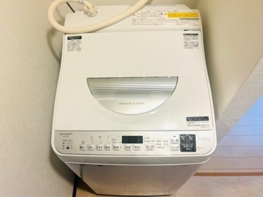 【美品】SHARP タテ型洗濯乾燥機 2021年製（洗濯5.5kg 乾燥3.5kg）ES-TX5E-S