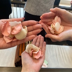 【美品/セット】フラワーシャワー カゴ オーガンジー ギフトバッグ 造花の画像