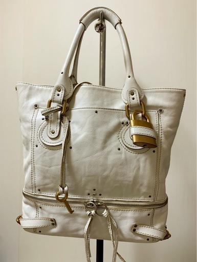 【おまけあり】【Chloé】【Chloe クロエ パディントン 白 バッグ】【希少二重底】【ブラン?ブランシェ?】