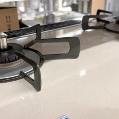 札幌 東区 リンナイ/Rinnai ガステーブル/ガスコンロ ラクシエ LPガス用 2020年製 RTS65AWK14RG カフェベージュ 2口 水無し両面グリル 強火力左 ガスホース無し ココットプレート付き の画像
