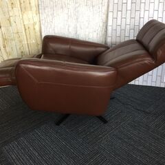 電動リクライニングチェア★パーソナルチェア　シングル 1人用 回転式 ワタリジャパン 大塚家具 ブラウン 牛革の画像