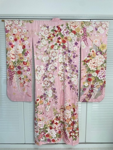 綺麗振袖　着物 ピンク 成人式 女の子 演劇 和装 中古品