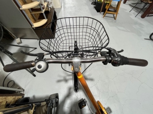 自転車 大人用 ママチャリ オレンジ ギア付き 鍵付き SHIMANO サイクリング