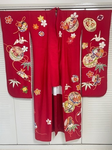 綺麗振袖　着物 赤い 成人式 女の子 演劇 和装 中古品 