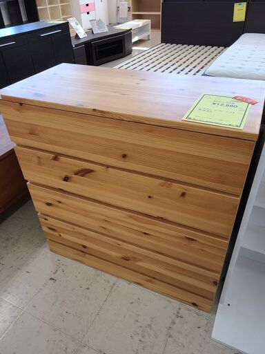 J7583　良品計画　4段チェスト　パイン材　クリーニング済　【リユースのサカイ柏店】