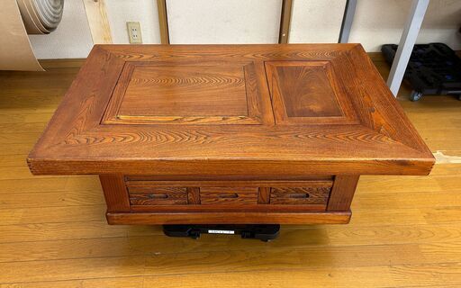 関西火鉢　木製　机　ローテーブル　長火鉢　和家具　古民家　昭和　レトロ　アンティーク　オブジェ　240903+01