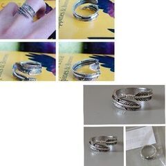 メンズ片耳用フェザーイヤーカフ（新品）シルバーの画像