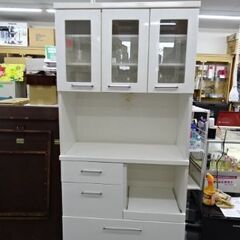 【恵庭】マルミツ　キッチンボード　ホワイトピアノ加工　中古H180ｃｍ　Ｗ９０ｃｍ