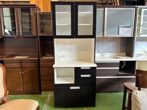 【愛品館八千代店】ニトリ　2枚扉キッチンボード　DAHLIA-80KB-DBR