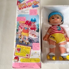 TAKARA タカラ スッテンコロリン! スケートすいすい ローラーちゃん ブルー 日本製 1984年 当時物 中古品 の画像