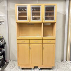 値引き19756  岡家具工業 3枚ガラス扉キッチンボード幅11...