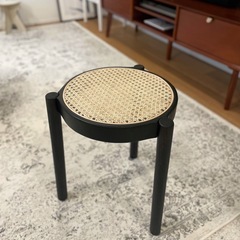 【美品】ラタンスツール/黒/椅子/スツール/サイドテーブルの画像