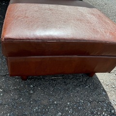 オットマン　レザー　革　茶色　ビンテージの画像