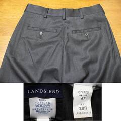 【期間最終値下げ】【未着用】LAND's END 毛100%高級ノータックトラウザー① ダークチャコールの画像