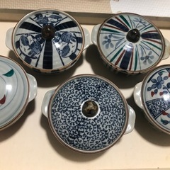 【値下げ】有田焼　京古染グルメ鉢揃(スプーン・敷板付)5点セットの画像