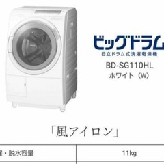 【新品★大特価】日立ビッグドラム　BD-SG110HL