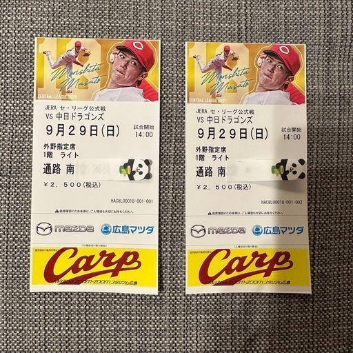 カープチケット 外野指定ライト