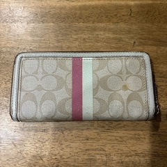 COACH コーチ　長財布　シグネチャー　ピンク　ファスナー