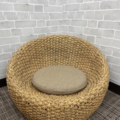 アジアン家具 1人掛け ローソファー 一人掛け ラタン フロアソファ エッグソファーの画像