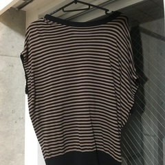 半袖ストライプ茶色