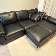 ソファ3人掛け 黒 レザー