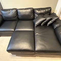 ソファ3人掛け 黒 レザー