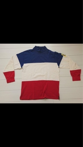 レア物/RL-93※93年製POLOラルフローレン トリコロールモックネック長袖Tシャツ(メンズMサイズ※L並) 超希少 宇治・久御山