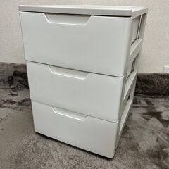３段 ロングチェスト ホワイト キャスターつき