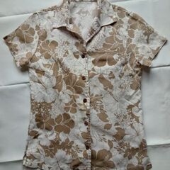 ONE*WAY ハイビスカス柄アロハシャツ 半袖 7号ぐらい