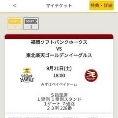本日のホークス戦S指定席チケット