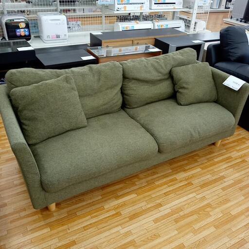 ★ジモティ割あり★ 2人掛けソファー　グリーン　クリーニング済　YJ3894