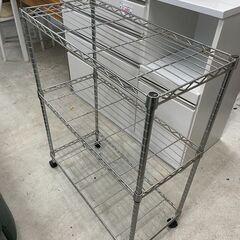 メタルラック　No.14318　キャスター付き　収納　中板調整可能　キャスター付き　シルバー　【リサイクルショップどりーむ天保山店】の画像