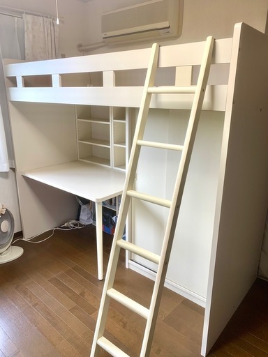 木製ロフトベッド　白