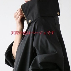 美品　ベージュ フード付きオーバーサイズジャケット　ハイスタンドマウンテンパーカーの画像