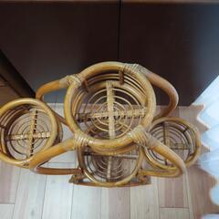 無料　籐　ラタン　フラワースタンド　花台　の画像