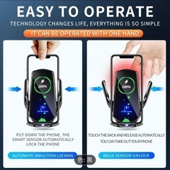 車用ワイヤレス充電スマホホルダー【黒色】の画像