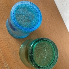 【新品・未使用品】☆琉球グラス☆ペア☆水色＆緑☆泡盛☆焼酎☆冷たい飲み物に☆おしゃれ☆の画像