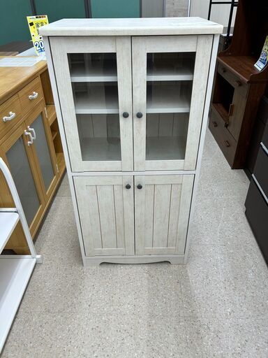 ★ジモティ割あり★  食器棚 白 H118×D39×W58.5 クリーニング済み TJ8663