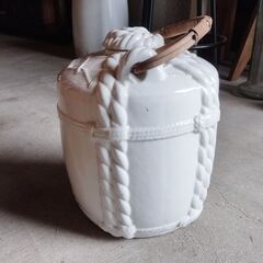昔の酒樽 陶器酒樽  酒樽 陶器製 陶器 オブジェ 置物 レトロ 昭和レトロ /HJ-0317 2Fの画像