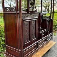 ◎最終大幅お値下げしました‼️ 【断捨離中】 早い者勝ち‼️紫檀 唐木 茶棚 無垢材 天然木 飾り棚 茶箪笥 透かし彫り サイドボード 違い棚 木彫 置水屋 唐物 煎茶道具 古民具 収納 シタンの画像