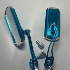 サイドミラー バックミラー バイク用 汎用 取付簡単　ブルーの画像