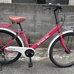 【取引中】26インチ 自転車 シティサイクル ピンク オートライ...
