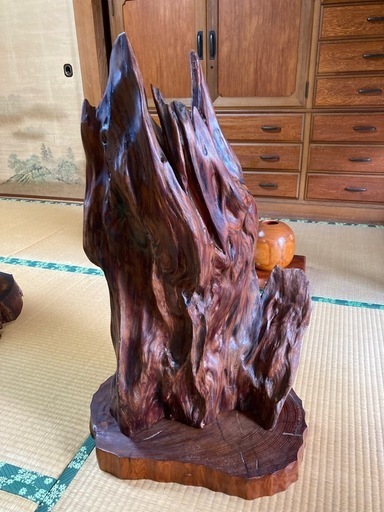 ①屋久杉　置物　オブジェ