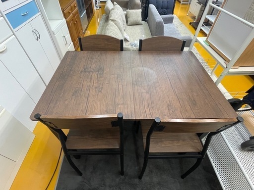 【リサイクルサービス八光】幅110㎝　株式会社もしも　ダイニング5点セット　ダークブラウン