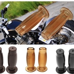 オートバイ バイク汎用ハンドルグリップ  ブラックの画像