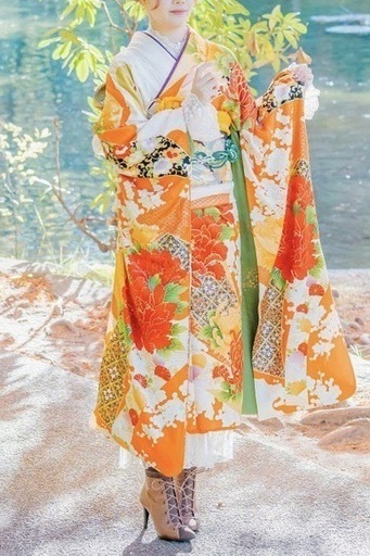 振袖　レースコーデセット　成人式　ショール　鞄　レース上下　半襟付　正絹