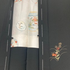 【新品未使用・しつけ糸付】アンティーク　黒絵羽織の画像